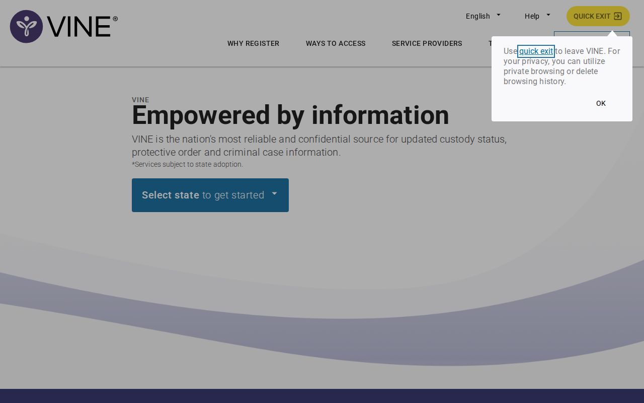 VINELink Shasta County arrest and custody search screen